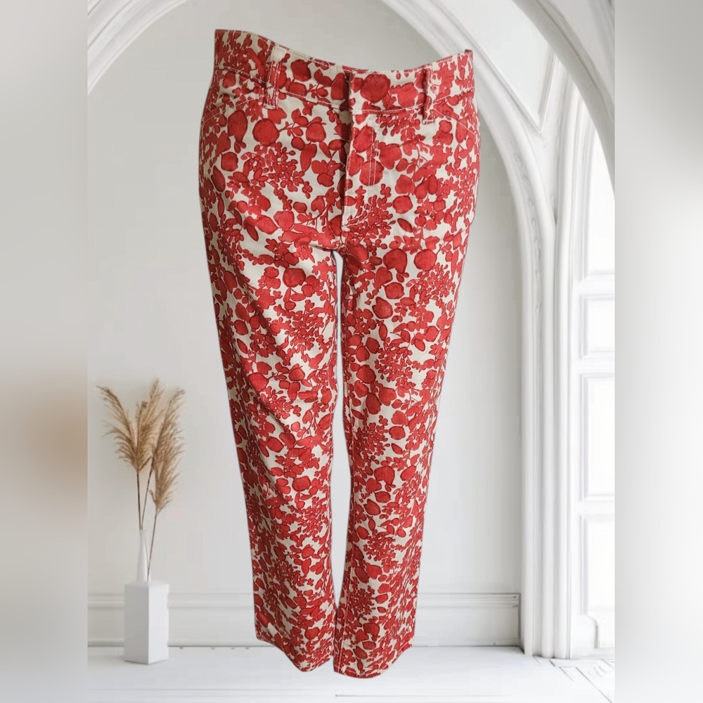 Tory Burch Red Floral Jeans
